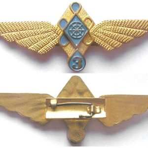 AF119. MONGOLIA - OBSERVER 3rd CLASS WING, gilt brass