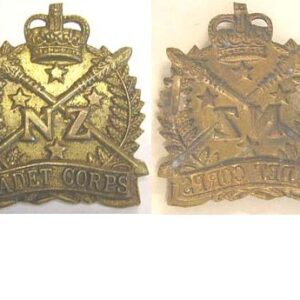 B10/019. NZ CADET CORPS brass cap badge, queens crown