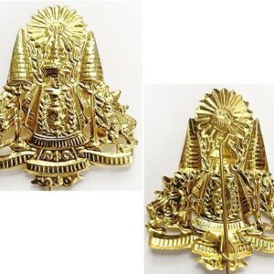 CAM652. CAMBODIA – ANS & ANKI HAT BADGE, shiny gilt metal
