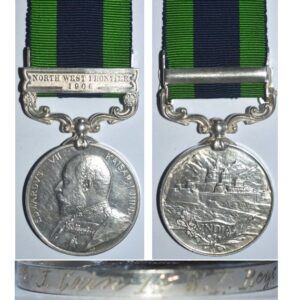 CM0074. INDIA G.S.M. EVIIR clasp N.W.F. 1908 - 1/W.YORKSHIRE R.