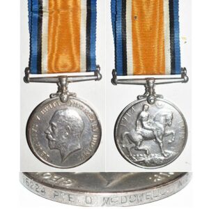 CM0114. 1914/20 WAR MEDAL - 16224 McDowell, KIA 7/6/1917