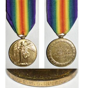 CM0127. VICTORY MEDAL - 48276 Russell, gassed & DOW 8/11/1917