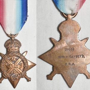 CM0181, 1914 STAR - 2-558 GNR. H GARBETT, R.F.A.