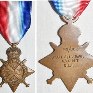 CM0182. 1914 STAR - MS/88 STAFF SGT. J DAVIS, ASC MT BEF