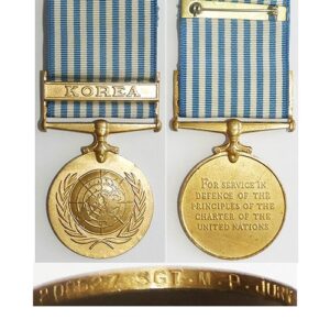 CM0621. UN KOREA MEDAL - 208627 SGT. M.P.JURY