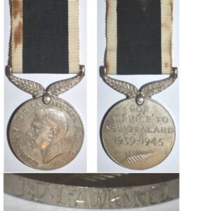 CM0476a. NZ WAR SERVICE MEDAL 1939-45 – 48332 J.P.LAWRENCE