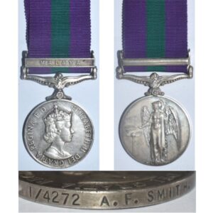 CM0585. G.S.M. 1918-62 EIIR clasp MALAYA – 1/4272 A.F. SMITH