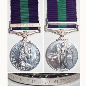 CM0587. G.S.M. 1918-62 EIIR clasp CYPRUS – Sutton Lanc. Fus.