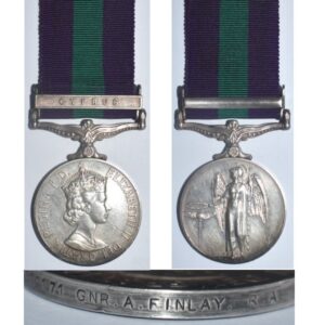 CM0588. G.S.M. 1918-62 EIIR clasp CYPRUS – Finlay RA
