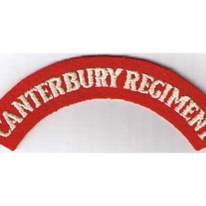 CST001. CANTERBURY REGIMENT, white on red with thick letters