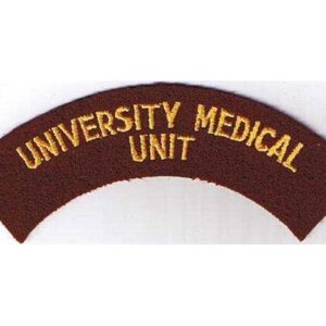 CST057. UNIVERSITY MEDICAL UNIT, yellow on dark red
