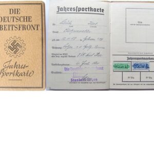 DOC025. DIE DEUTSCHE ARBEITSFRONT JAHRES SPORTKARTE