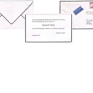 DOC134. MEMORIAL CARD - RUDOLF HESS, Nazi Deputy Fuhrer