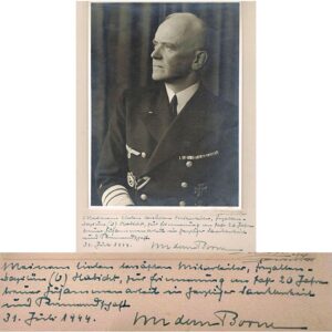 DOC151. KRIEGSMARINE PHOTO VICE-ADMIRAL KURT VON DEM BORNE