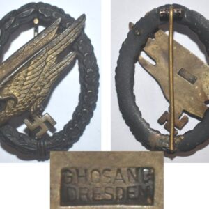 FM0478. LUFTWAFFE PARATROOP BADGE - G H Osang, Dresden