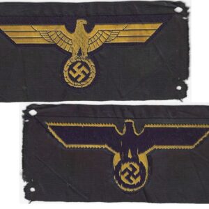 GC2169. KREIGSMARINE BREAST EAGLE, bevo weave, yellow on blue
