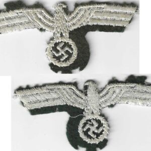 GC2153. WEHRMACHT BREAST EAGLE, white cotton woven, insect damag