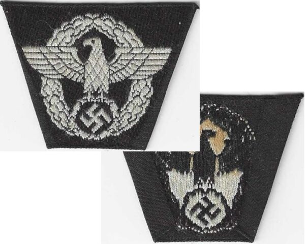 GC2187. GERMAN POLICE CAP EAGLE, white bevo weave on black