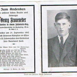 NS1638. Gefr. Georg Fraueneder, Inf.-Reg, KIA Russia 27/9/1942