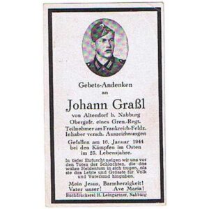 NS1647. Obergefr. Johann Grassl, Gren.=Regt., Russia 16/1/1944