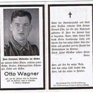 NS1656. Otto Wagner, KIA Schachin b. Rostow, Russia Feb. 1945