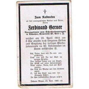 NS1663. Ferdinand Gerner, died 25 April 1944