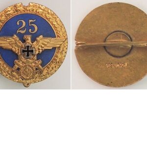 PIN023. WAR VETERANS 25 YEARS PIN, round gilt & blue enamel badg