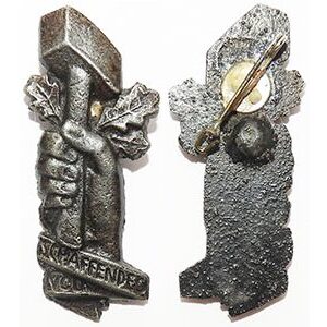 PIN233. TINNIE - FIST HOLDING HAMMER
