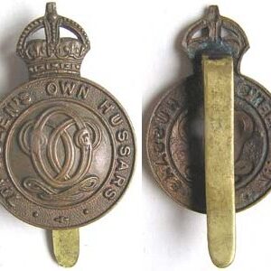 UKB1216. 7th QUEEN’S OWN HUSSARS, KC all brass cap badge