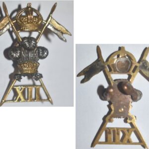 UKB1225. 12th LANCERS, KC cap badge, gilt & Silver officers