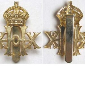 UKB1235. 20th HUSSARS, cap badge, KC brass